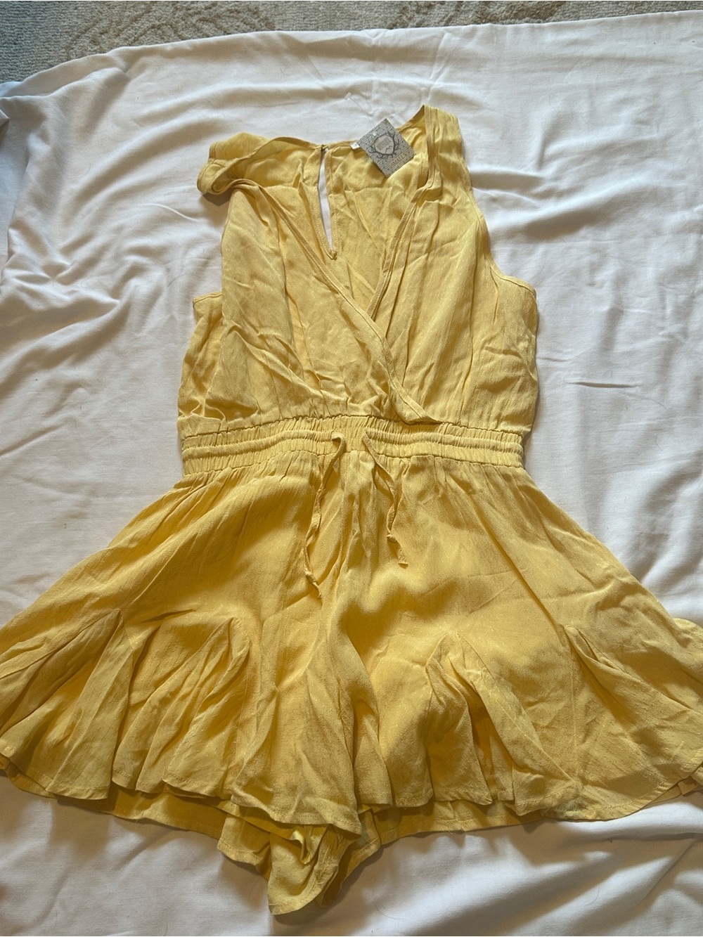 Promesa Sunflower Yellow Faux Wrap Waist Romper
